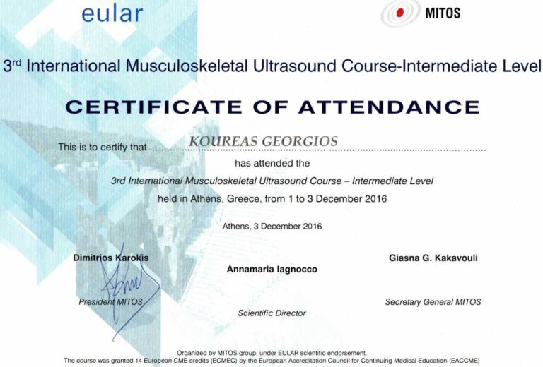 3rd International Musculoskeletal Ultrasound Course – Intermediate Level